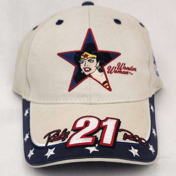 Vintage Nascar × Wonder Woman 21 Ricky Rudd Motorcraft Adjustable Hat - Picture 1 of 6